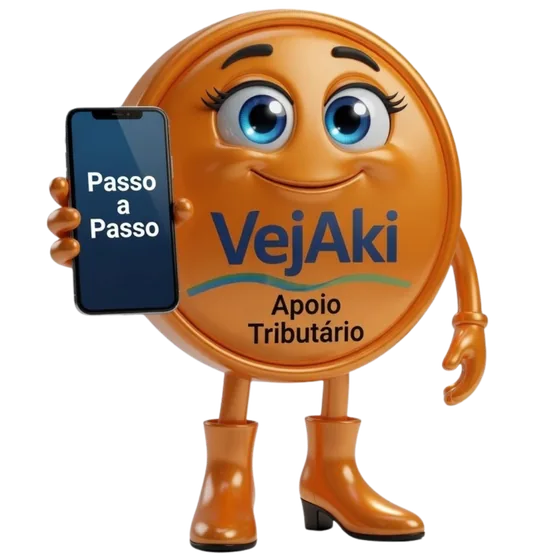 Mascote do canal VejAki segurando celular — Passo a Passo